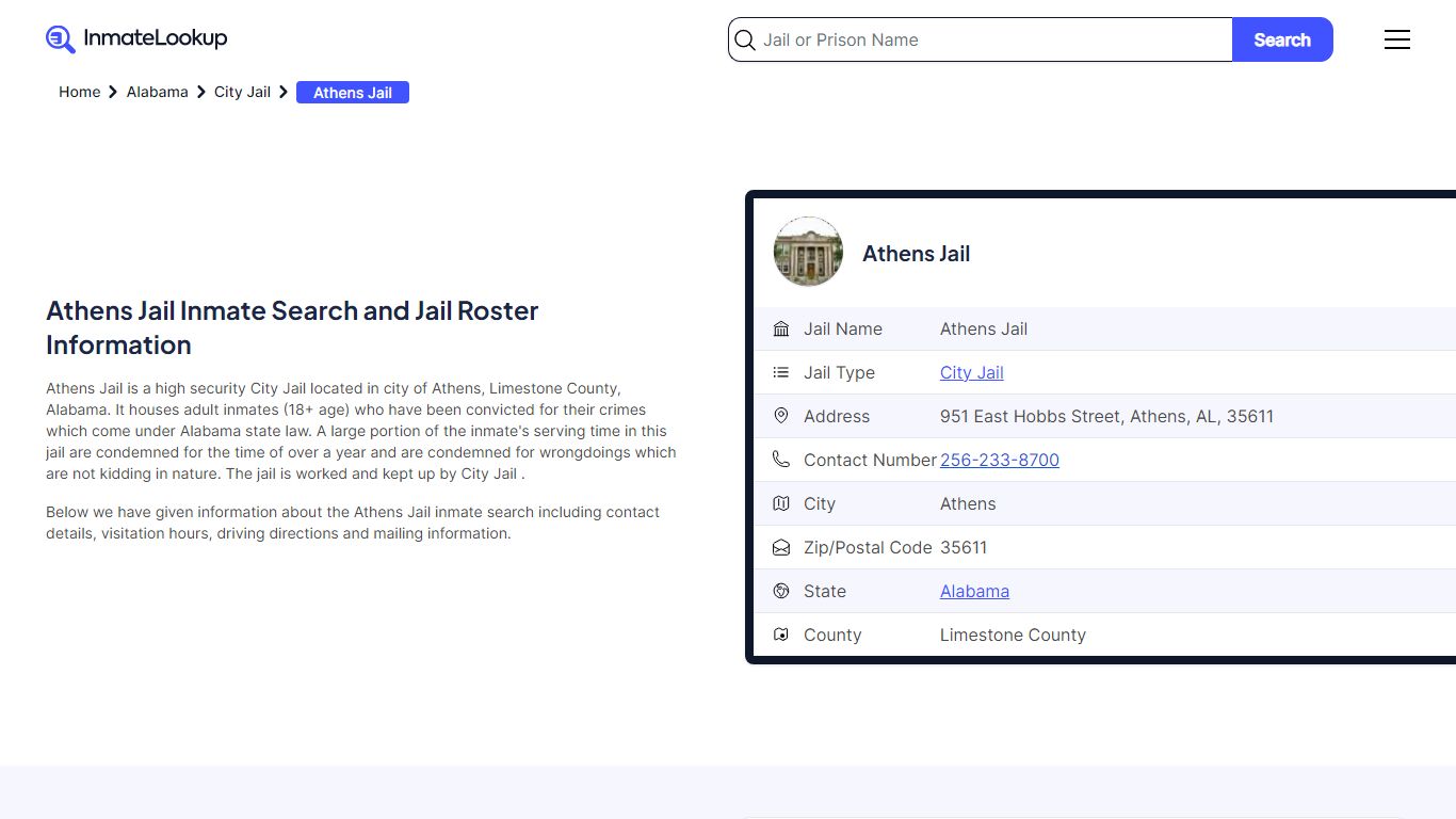Athens Jail Inmate Search - Athens Alabama - Inmate Lookup